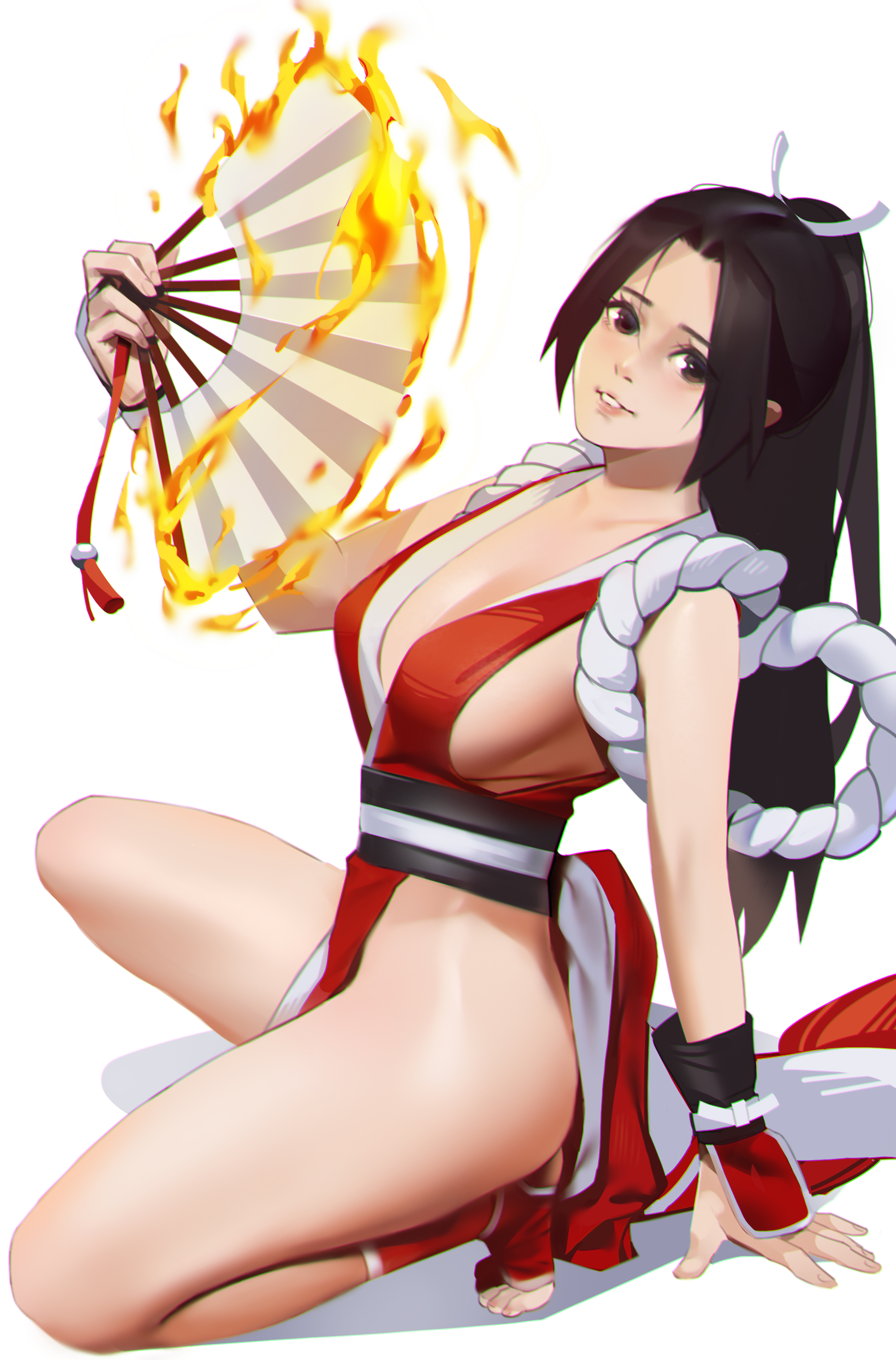 shiranui mai, fatal fury, 1girl, breasts, large breasts, long hair