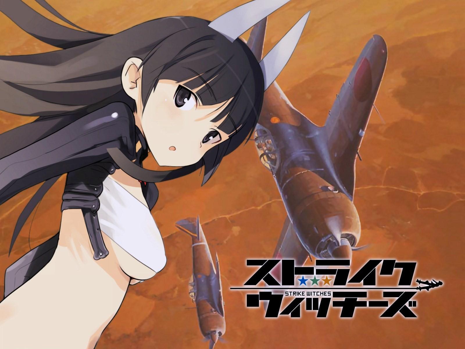 anabuki tomoko, strike witches, strike witches: suomus misfits squadron, world witches series, highres, 00s, 1girl, animal ears, black eyes, black hair, breasts, female focus, long hair, medium breasts, midriff, solo, underboob