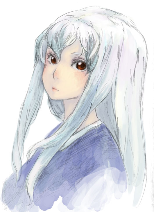 binayu, kamishirasawa keine, touhou, 1girl, female focus, long hair, red eyes, simple background, solo, white background