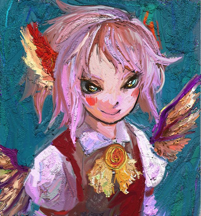 binayu, mystia lorelei, touhou, 1girl, animal ears, female focus, pink hair, short hair, solo, upper body, wings