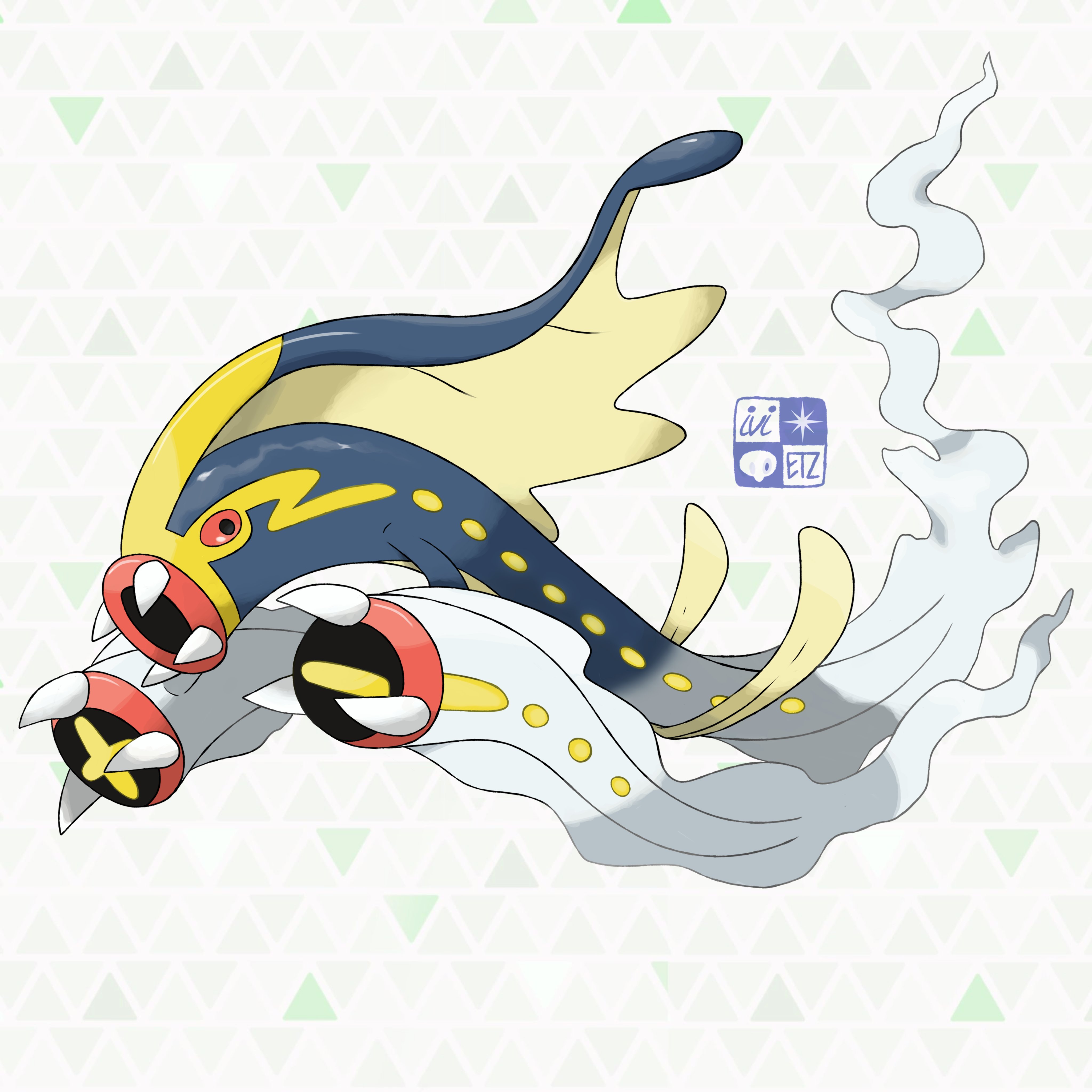 ivi etz, eelektross, mega eelektross, nintendo, pokemon, pokemon legends: z-a, absurdres, highres, animal focus, eel, fangs, fins, fish, full body, gen 5 pokemon, lamprey, mega pokemon, no humans, open mouth, pokemon (creature), pokemon focus, sharp teeth, solo, teeth