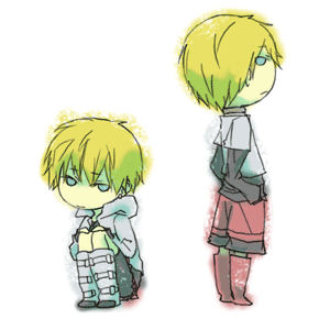 rion (galerians), galerians, gender request, lowres, tagme, blonde hair, blue eyes, genderswap, short hair, simple background