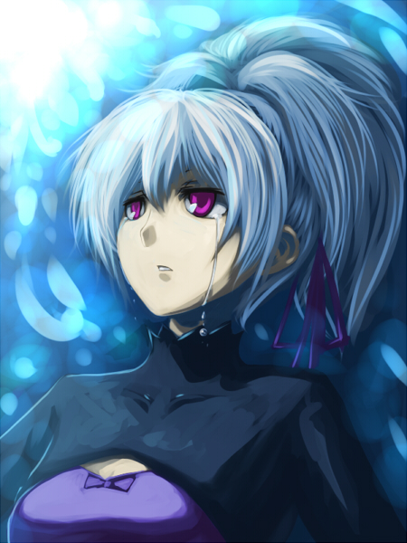 tro (trombe), yin (darker than black), darker than black, silver hair, tagme, 00s, purple eyes, solo, tears