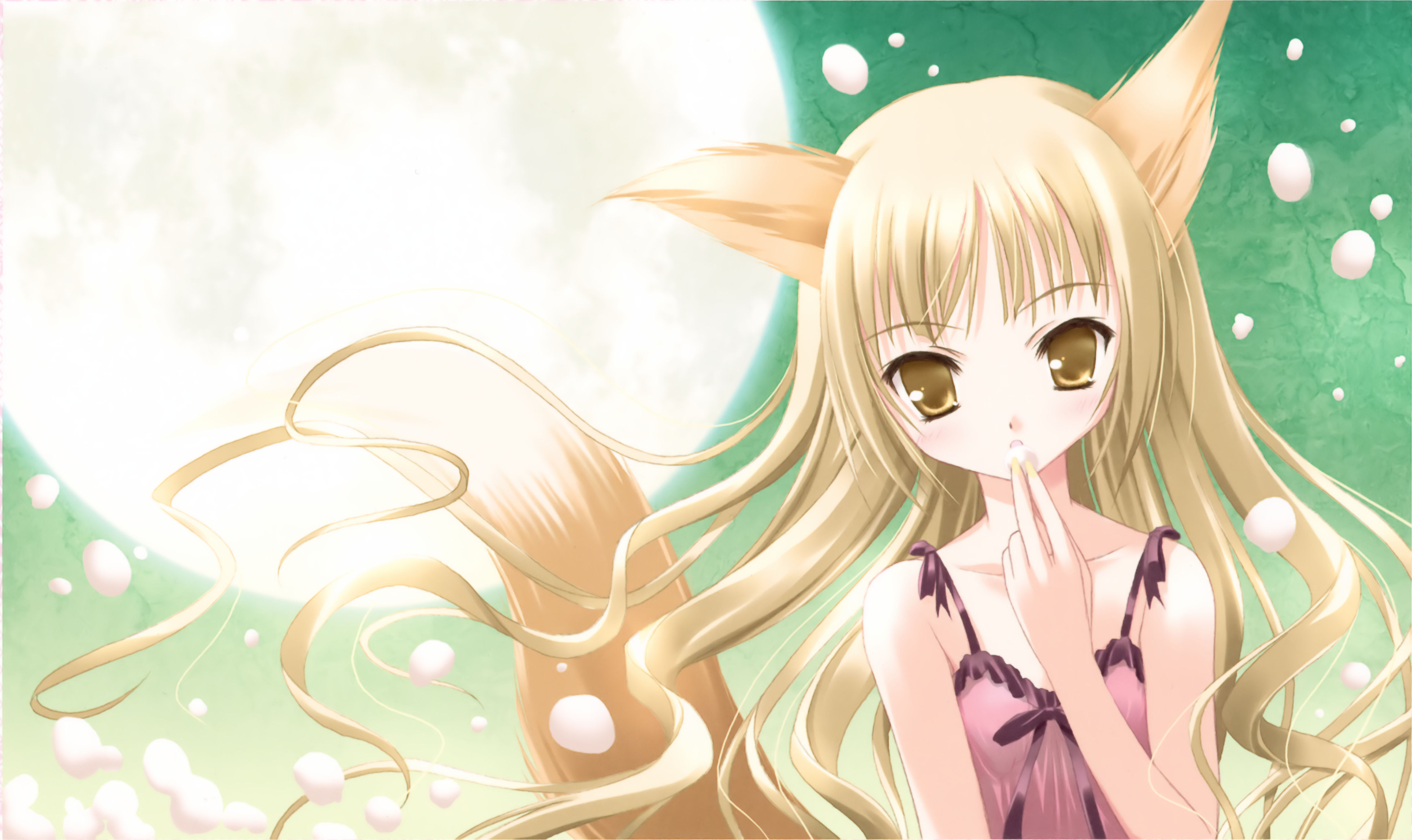 tinker bell (pixiv 10956015), absurdres, highres, animal ears, blonde hair, fox ears, long hair, solo, tail, yellow eyes