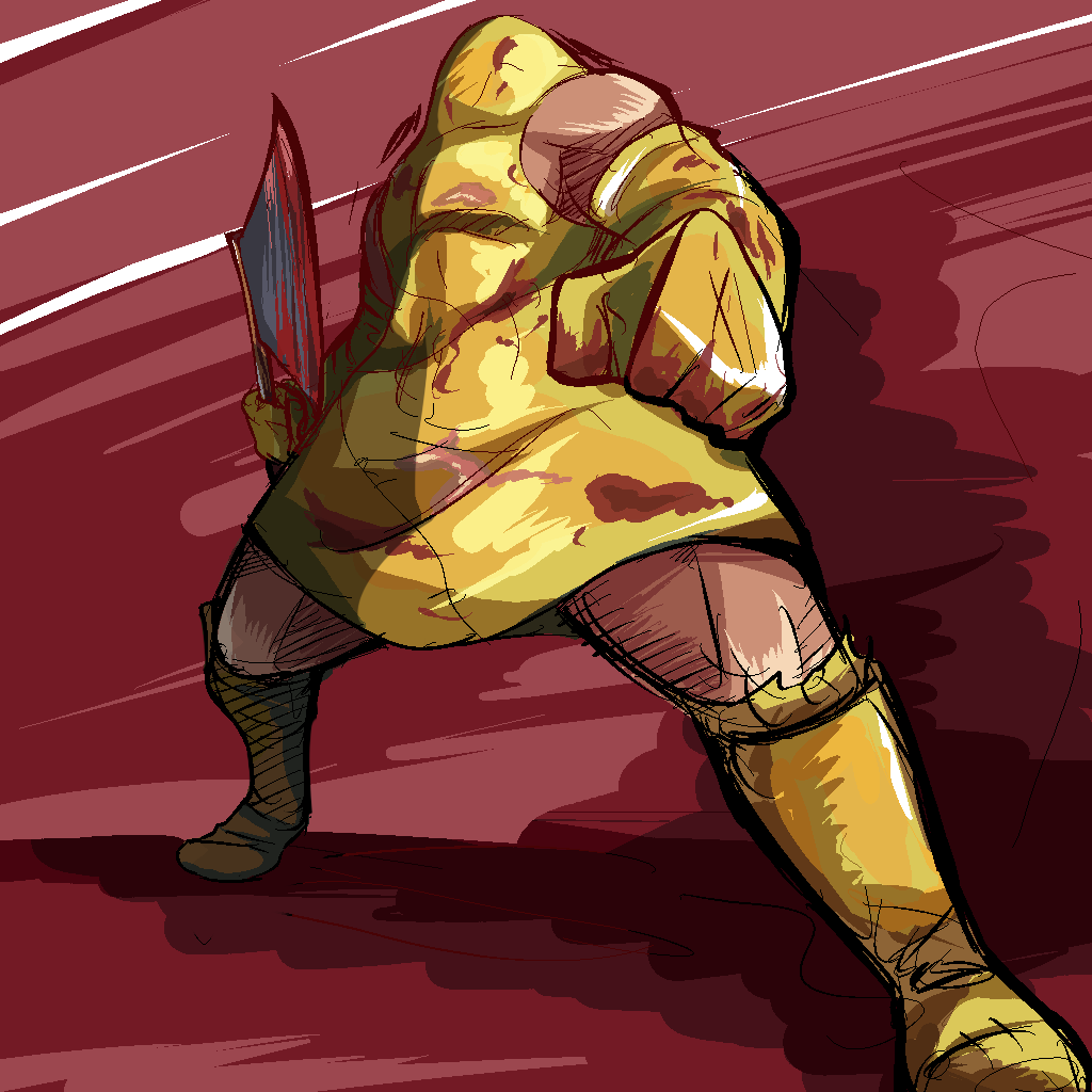 iken, lucifer (mythology), demonophobia, axe, blind, blood, boots, oekaki, weapon