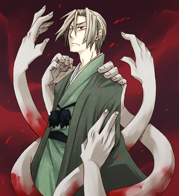 akasha, akasha shishidou, shikabane hime, 1boy, blood, male focus, solo