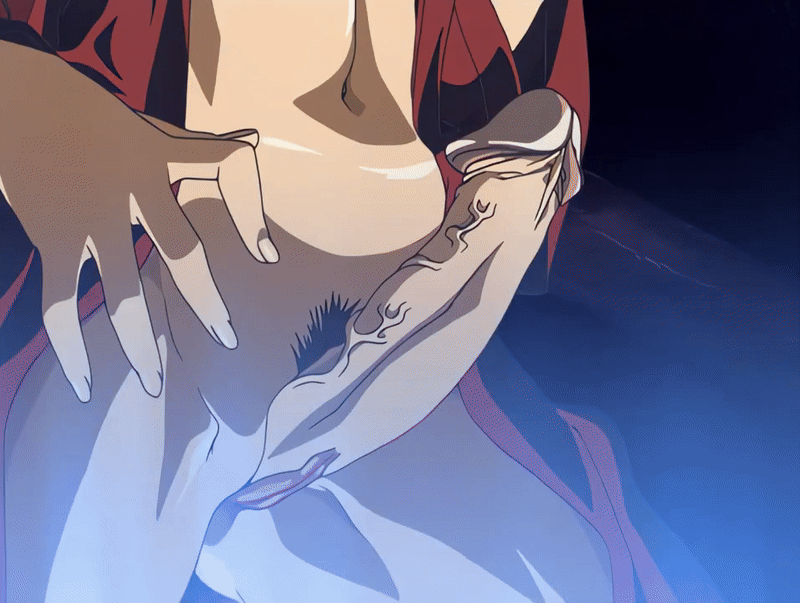 imari kurumi, bible black, bible black new testament, shin bible black, animated, animated gif, tagme, 1futa, 2004, bottomless, breasts, chalice, chanting, cleavage, cloak, cup, earrings, erection, futanari, jewelry, large breasts, lipstick, long hair, makeup, nipples, no testicles, penis, pussy, ritual, side ponytail, solo, standing, witch