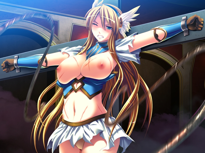 megami ryoujoku, tagme, bdsm, crucifixion, restrained, stationary restraints, whipping