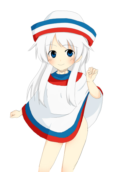 roas, hakata-san, original, bad id, bad pixiv id, 1girl, blue eyes, female focus, hat, long hair, personification, solo, white hair