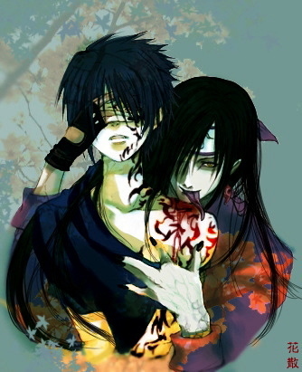 orochimaru (naruto), uchiha sasuke, naruto (classic), naruto (series), artist request, lowres, 2boys, blindfold, blood, licking, male focus, multiple boys, undressing, yaoi