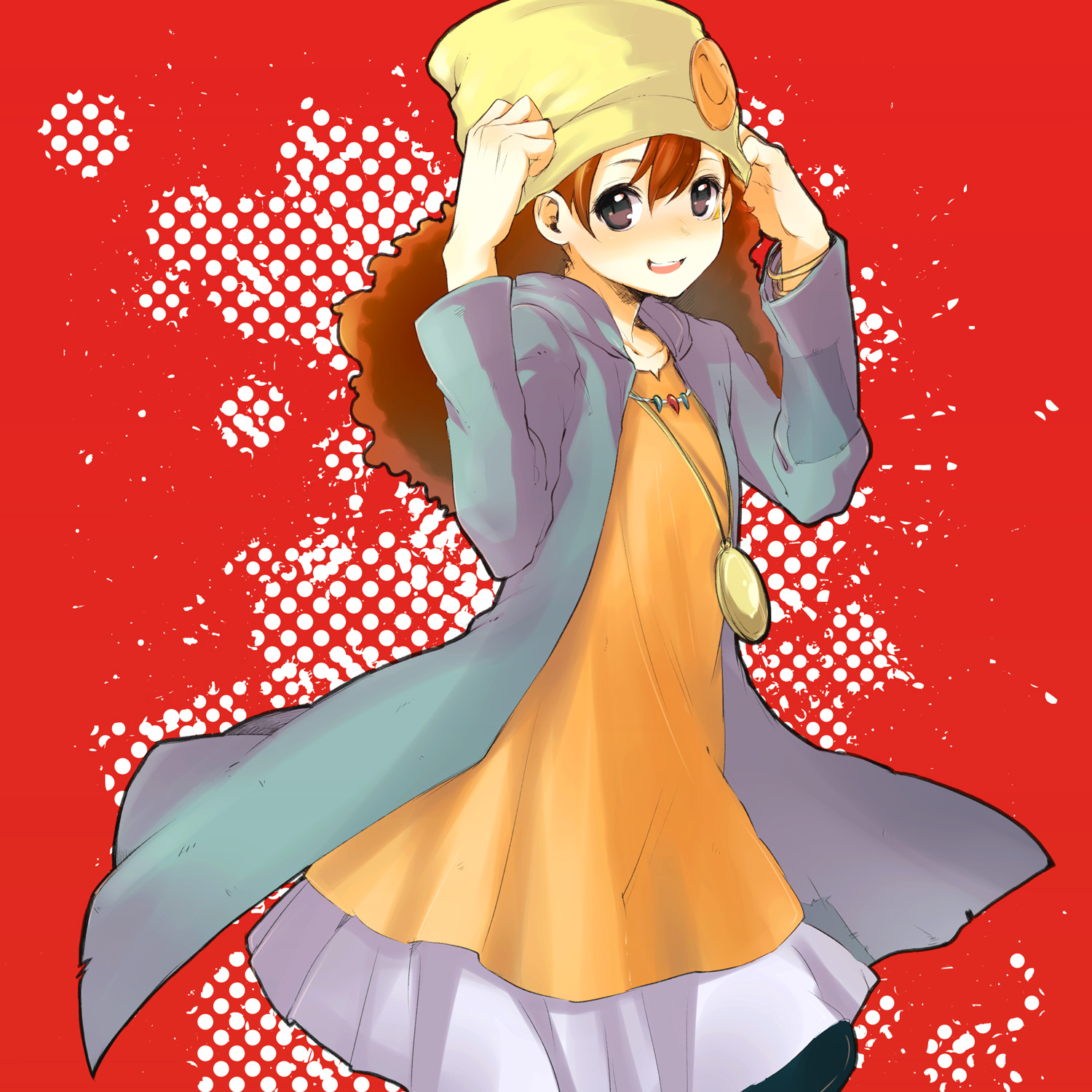 u (pixiv), usaki (ama), rally dawson, yu-gi-oh!, yu-gi-oh! 5d's, bad id, bad pixiv id, highres, 00s, 1boy, beanie, brown eyes, brown hair, hat, long hair, male focus, solo, trap