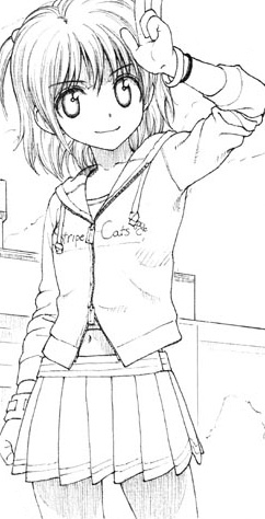 rustle, original, lowres, 1girl, female focus, greyscale, monochrome, navel, skirt, solo, twintails