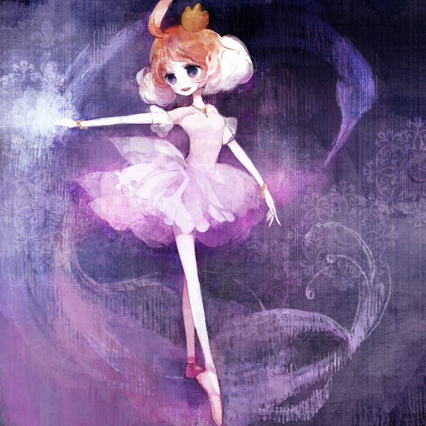 pechika, ahiru (princess tutu), princess tutu (character), princess tutu, bad id, bad pixiv id, 00s, 1girl, ballerina, ballet, ballet slippers, blue eyes, brown hair, female focus, footwear ribbon, multicolored hair, pantyhose, red hair, short hair, solo, tutu, two-tone hair