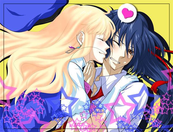 nonotan, saotome alto, sheryl nome, macross, macross frontier, bad id, bad pixiv id, 00s, 1boy, 1girl, couple, heart, hetero, kiss