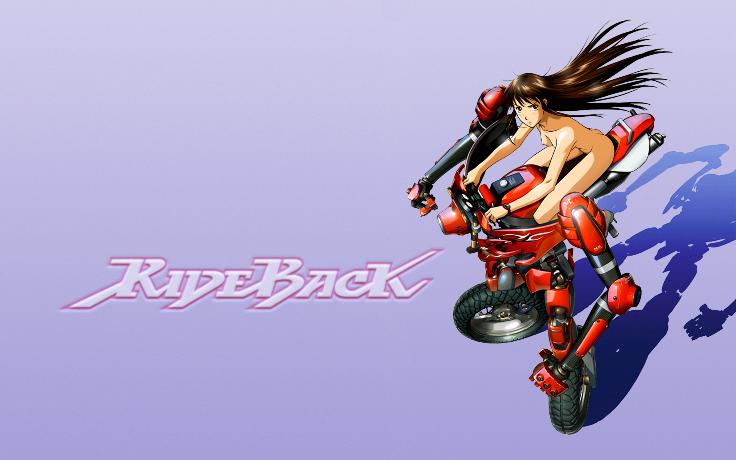 fuego, ogata rin, rideback, vehicle, highres, nude filter, third-party edit, 00s, 1girl, copyright name, female focus, mecha, motor vehicle, motorcycle, nude, robot, solo
