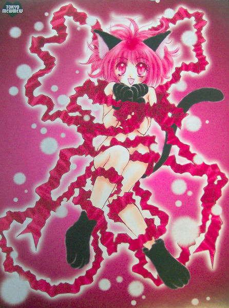 momomiya ichigo, tokyo mew mew, 00s, animal ears, cat ears, pink theme, ribbon, solo