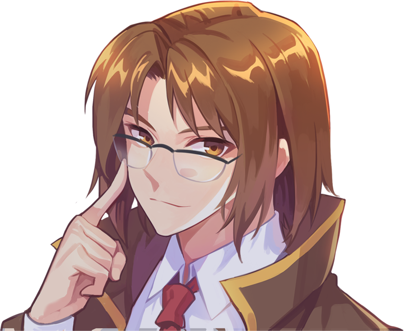 maximin liebkne, nexon, tales weaver, artist request, official art, second-party source, 1boy, adjusting eyewear, black-framed eyewear, brown coat, brown hair, close-up, coat, collared shirt, curtained hair, hair intakes, high collar, looking at viewer, male focus, medium hair, necktie, nose, open clothes, open coat, over-rim eyewear, parted hair, parted lips, red necktie, semi-rimless eyewear, shirt, simple background, smile, solo, split mouth, transparent background, tsurime, white shirt, wing collar, yellow eyes