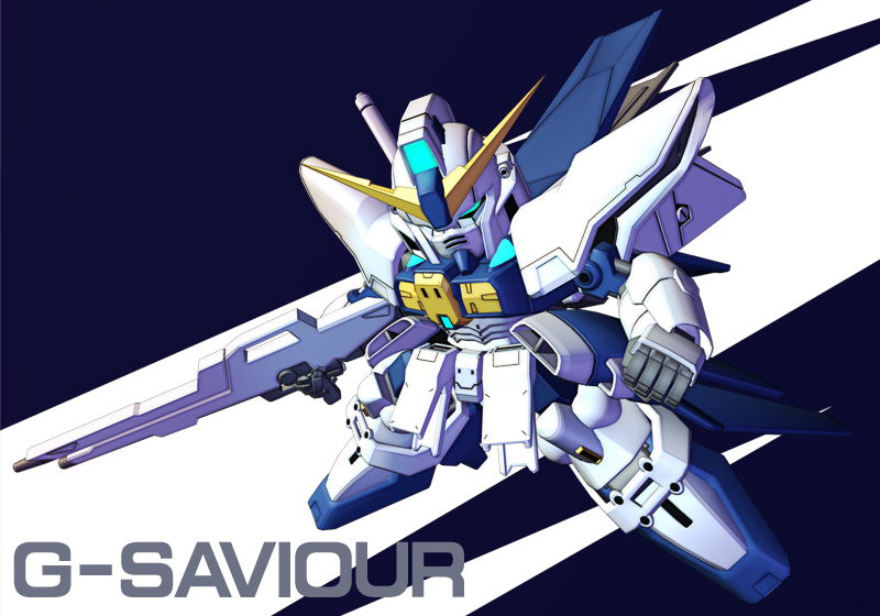 yugo ama toki, g-saviour gundam, gundam, gundam g-saviour, sd gundam, bad id, bad pixiv id, beam rifle, chibi, energy gun, gun, mecha, no humans, robot, solo, weapon