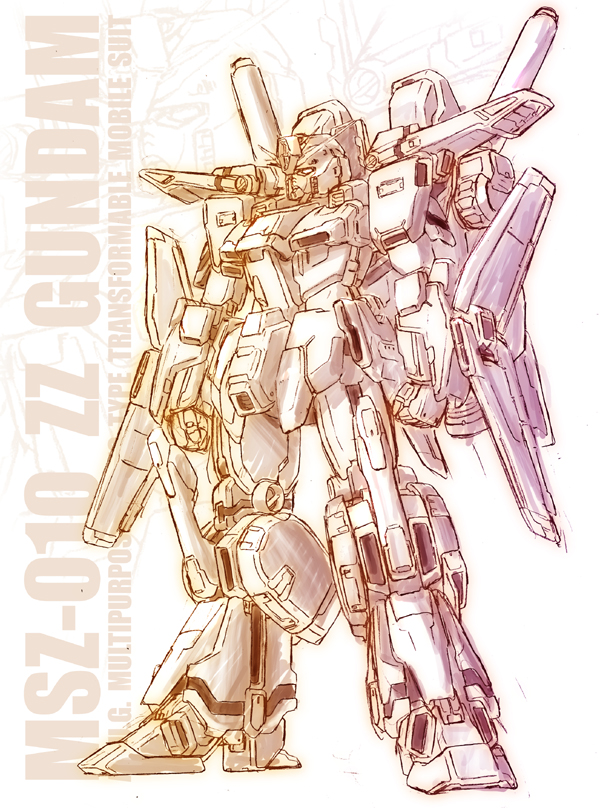 komatsu eiji, zz gundam, gundam, gundam zz, armor, helmet, machinery, mecha, no humans, robot, weapon