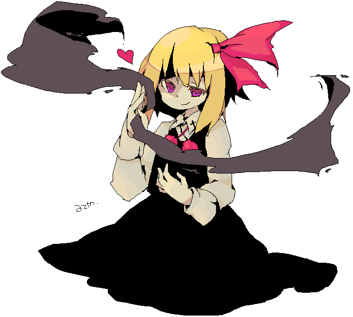 azuma seiji, rumia, black magic, embodiment of scarlet devil, touhou, 1girl, blonde hair, dark, darkness, female focus, oekaki, red eyes, solo