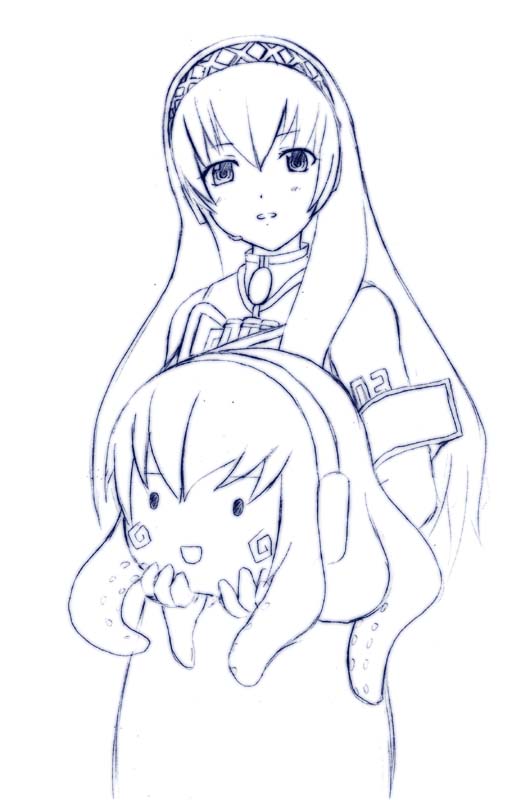 megurine luka, takoluka, vocaloid, 1girl, female focus, monochrome, purple theme, solo
