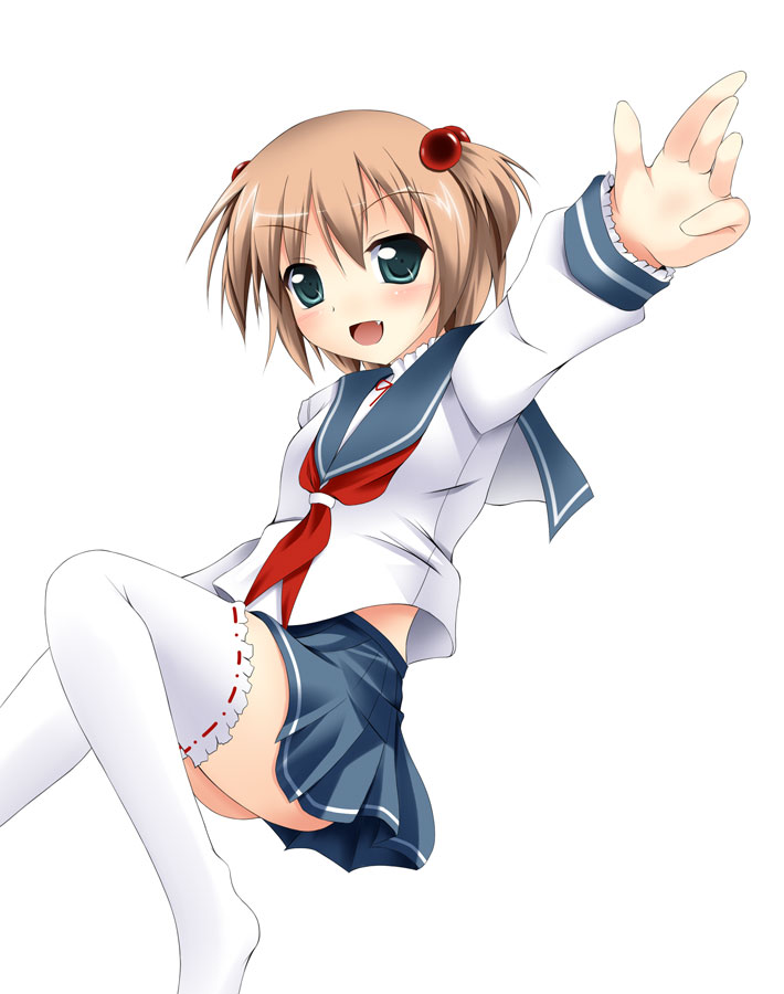 narumi yuu (imitmoon), miyanaga saki, narumi, saki-saki, saki (manga), 00s, school uniform, thighhighs