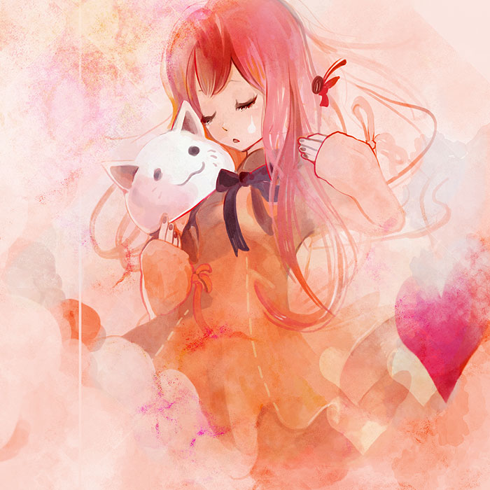 xxxxakixxxx, megurine luka, megurine luka (toeto), toeto (vocaloid), vocaloid, bad id, bad pixiv id, 1girl, animal ears, animal hat, cat ears, cat girl, cat hat, closed eyes, female focus, hat, heart, pink hair, solo, tears