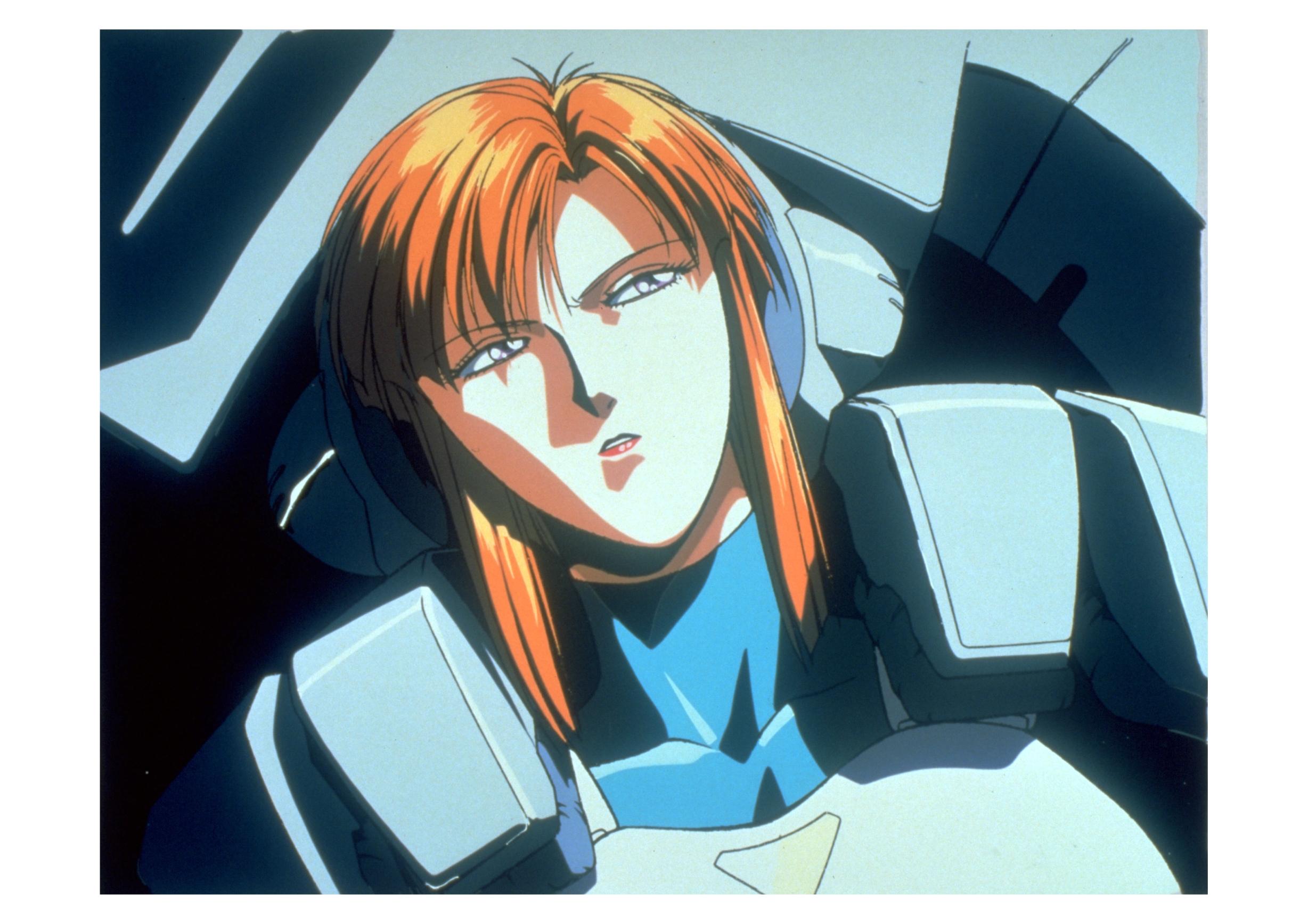 mitsurugi youko, detonator orgun, pilot suit, highres, official art, 1990s (style), 1girl, female focus, retro artstyle, solo