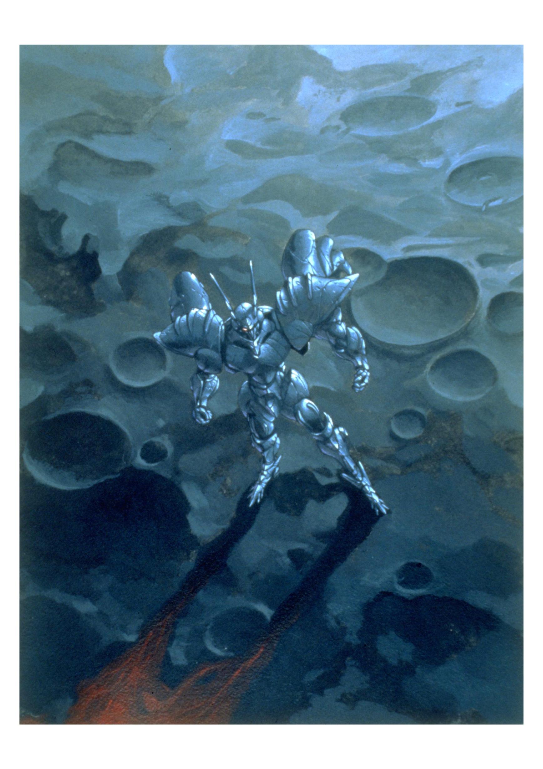 orgun, detonator orgun, absurdres, highres, official art, 1990s (style), mecha, no humans, retro artstyle, robot, solo