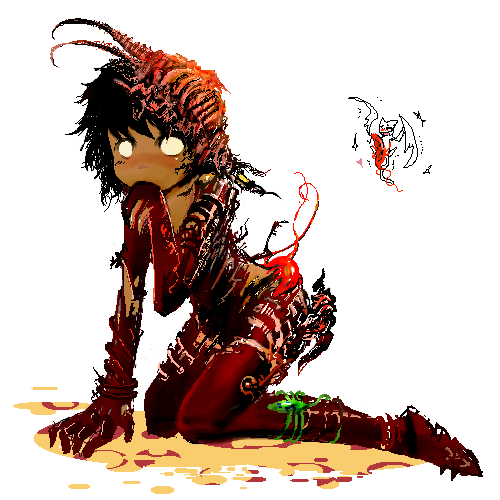 seirei (mimi toka), magic: the gathering, lowres, 1girl, armor, cat, dark-skinned female, dark skin, female focus, gloves, solo, wings