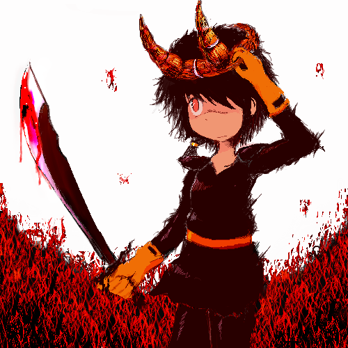 seirei (mimi toka), magic: the gathering, lowres, 1girl, armor, female focus, gloves, horns, oekaki, short hair, solo, sword, weapon