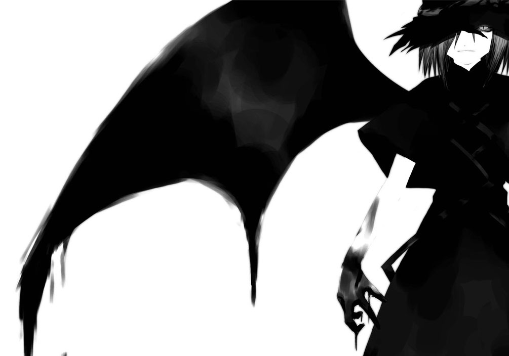 remilia scarlet, touhou, 1girl, bat wings, blood, female focus, greyscale, high contrast, monochrome, solo, wings