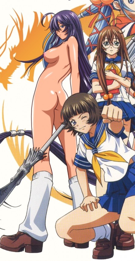 chouhi ekitoku, kan'u unchou, ryuubi gentoku, shokatsuryou koumei, ikkitousen, 00s, 4girls, ass, breasts, dragon, multiple girls, nude, school uniform, serafuku