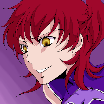 memessa, nena trinity, gundam, gundam 00, bad id, bad pixiv id, lowres, 00s, grin, ponytail, red hair, smile, solo, yellow eyes