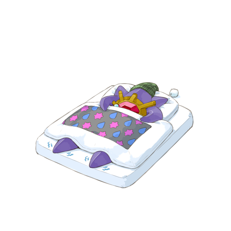 mega starmie, starmie, nintendo, pokemon, artist request, 1other, bed, gen 1 pokemon, indoors, lying, mega pokemon, no humans, on back, on bed, pokemon (creature), pokemon focus, simple background, sleeping, solo, star (symbol), under covers
