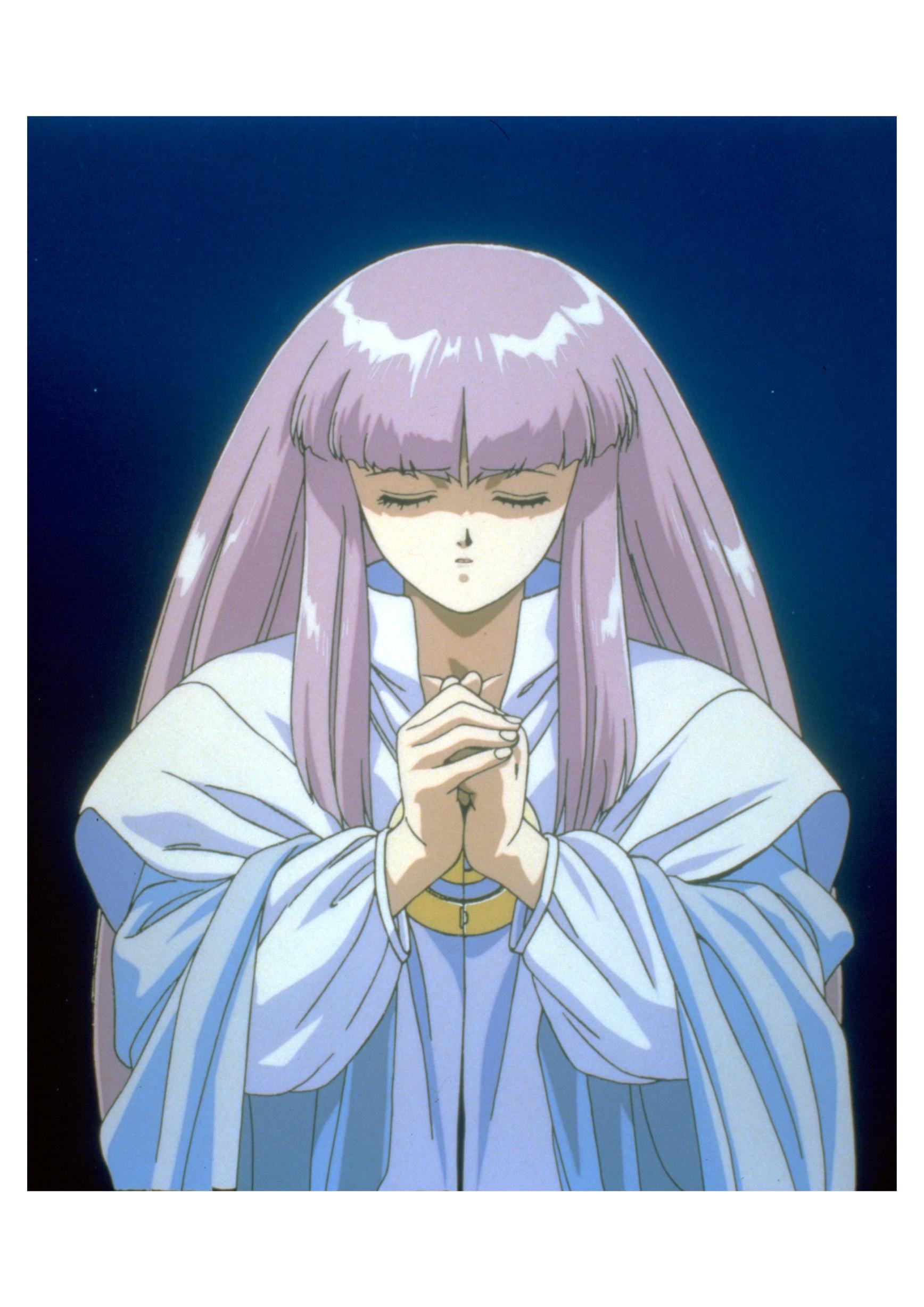 kumi jefferson, detonator orgun, absurdres, highres, official art, 1990s (style), 1girl, closed eyes, female focus, long hair, retro artstyle, solo