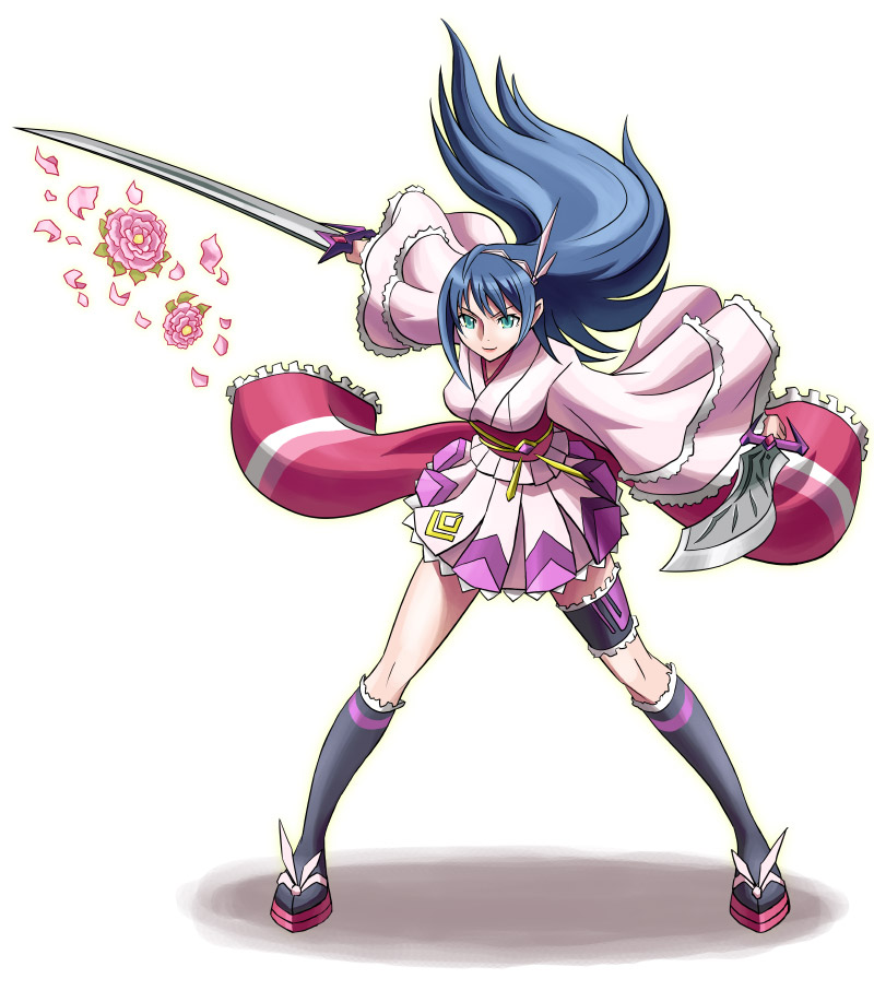 bm03, shishidou takane, sora wo kakeru shoujo, 00s, flower, solo, sword, weapon