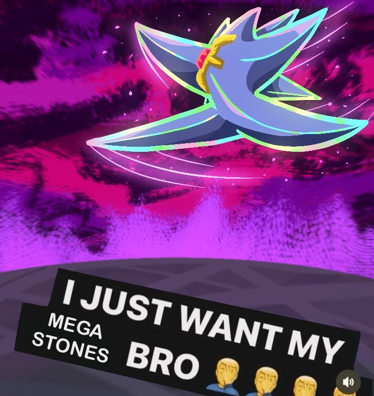 mega starmie, starmie, nintendo, pokemon, 1other, aura, emphasis lines, english text, gen 1 pokemon, glutoart, indoors, jumping, mega pokemon, motion lines, no humans, pokemon (creature), pokemon focus, running, simple background, solo, star (symbol)
