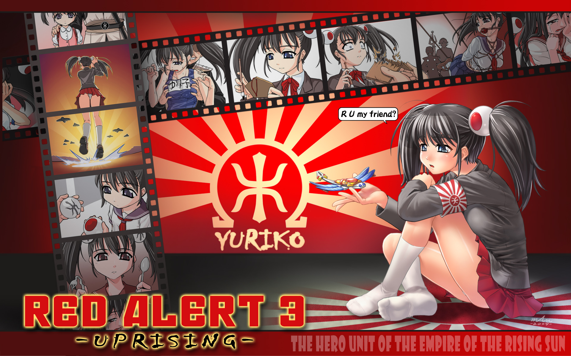 man (trance), yuriko omega, command & conquer, command & conquer: red alert, command & conquer: red alert 3, red alert 3, highres, 1girl, aircraft, airplane, ball gag, bdsm, black eyes, black hair, bondage, bound, breasts, feet, floating, fork, gag, gagged, grabbing another's breast, groping, legs, medium breasts, no shoes, one-piece swimsuit, panties, rope, school swimsuit, school uniform, serafuku, shibari, sitting, socks, spoon, suspension, sweat, swimsuit, tears, twintails, underwear