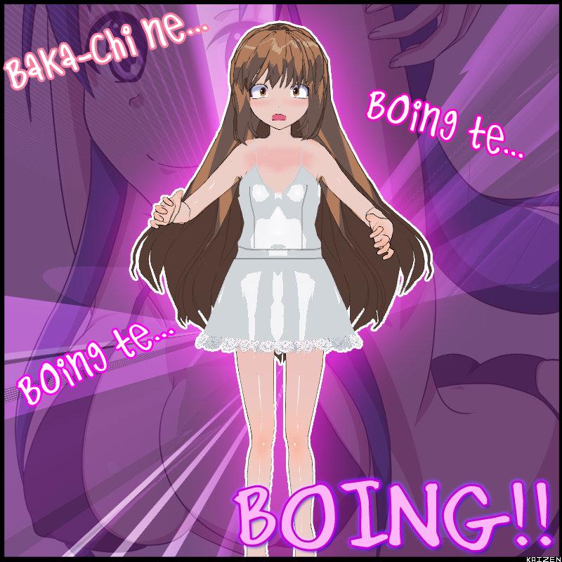 kaizen, aisaka taiga, kawashima ami, 3d custom girl, toradora!, breasts, brown eyes, brown hair, large breasts, surprised