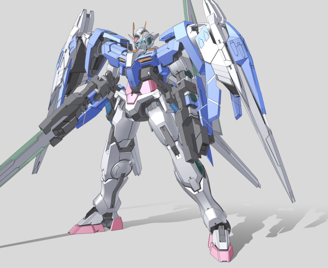 zefai, 00 gundam, 00 raiser, 0 raiser, gundam, gundam 00, 00s, dual wielding, gun, holding, mecha, robot, sword, weapon