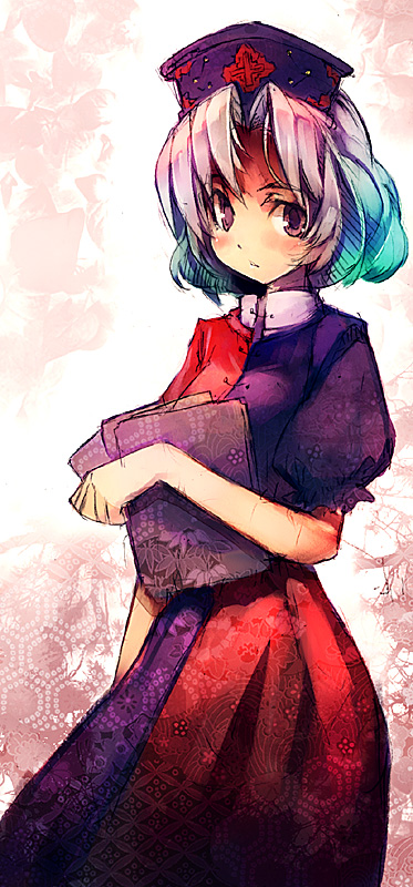 ukyo rst, yagokoro eirin, touhou, silver hair, 1girl, alternate hairstyle, female focus, hat, short hair, solo, standing