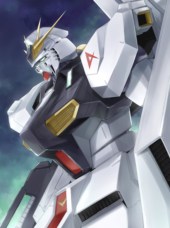 tomo (machinemess), nu gundam, char's counterattack, gundam, bad id, bad pixiv id, beam rifle, energy gun, gun, mecha, no humans, robot, solo, weapon
