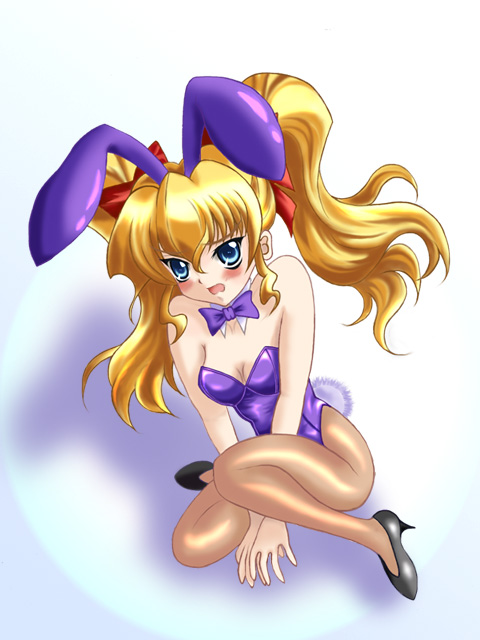 daikuuji ayu, kimi ga nozomu eien, 00s, animal ears, blonde hair, blue eyes, fake animal ears, long hair, pantyhose, playboy bunny, rabbit ears, solo, twintails