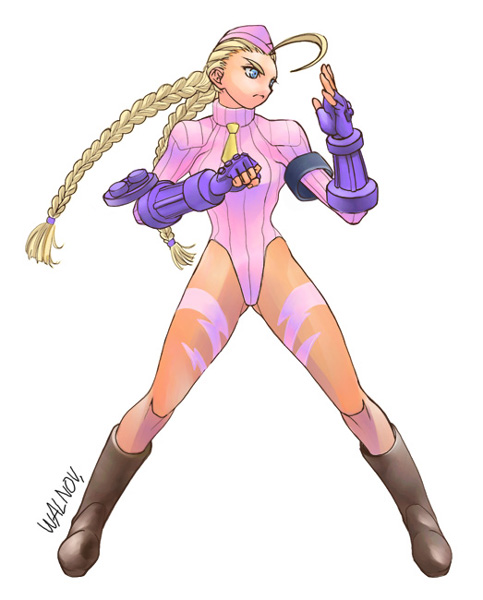 walnov, cammy white, capcom, street fighter, street fighter zero, 1girl, ass, braid, female focus, fingerless gloves, garrison cap, gloves, hat, leotard, pink hat, purple gloves, solo, twin braids