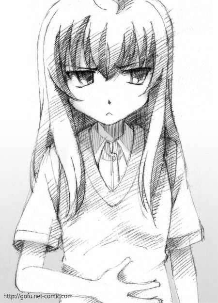 gofu, minami chiaki, minami-ke, traditional media, 00s, greyscale, monochrome, sketch, solo