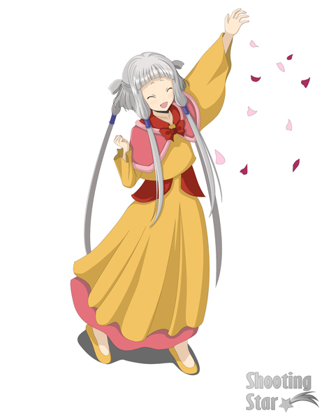 mitya, tianzi, code geass, 00s, chinese clothes, flower, happy, long hair, solo, white hair