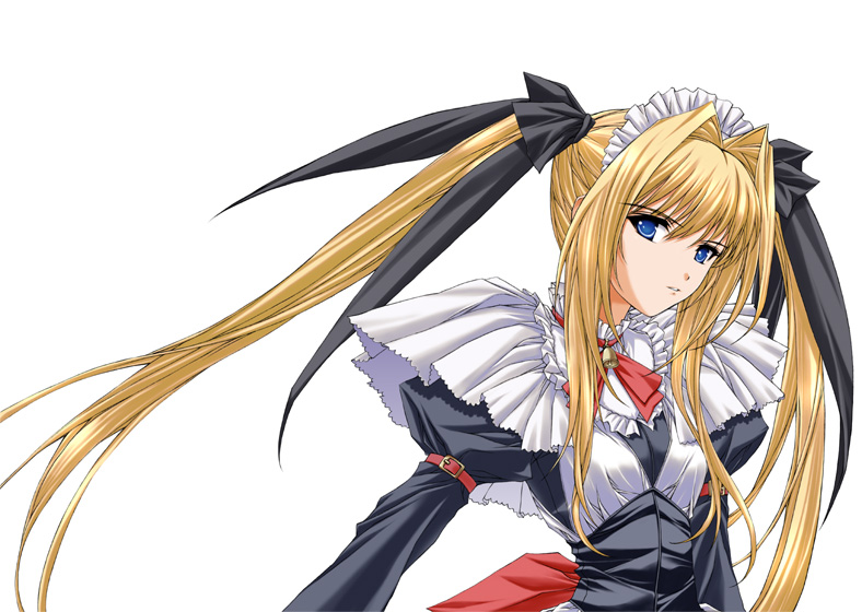 yatsushima tetsuya, katori rea, parfait chocolat second brew, bell, blonde hair, blue eyes, hairband, long hair, maid, twintails