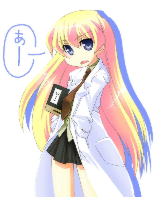 umekichi, rebecca miyamoto, pani poni dash!, bad id, bad pixiv id, 00s, blonde hair, blue eyes, child, coat, flat chest, long hair, necktie, solo, very long hair