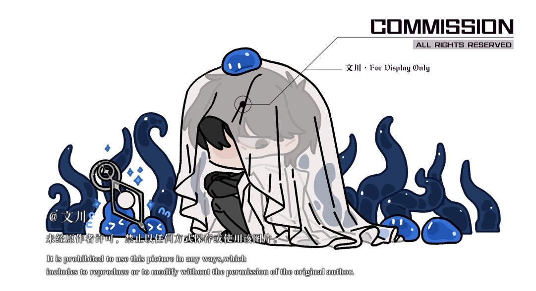 secretive plotter, omniscient reader's viewpoint, 1boy, black hair, blob, chibi, chibi only, cloak, coat, elbows on knees, full body, hair over one eye, knees up, lantern, nicayuko, on ground, see-through clothes, short hair, sitting, solo, tentacles, white coat